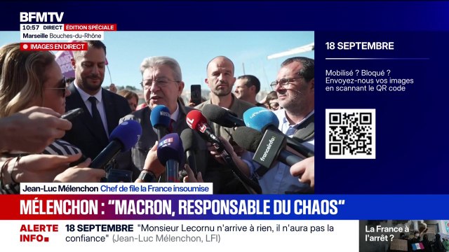 18 septembre: Si on doit appeler 'chaos' toute mobilisation sociale ou politique, ce n'est plus une démocratie , déclare Jean-Luc Mélenchon