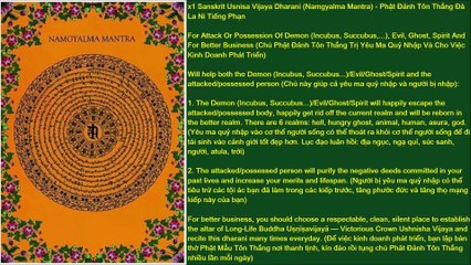 x1 Sanskrit Namgyalma Mantra (Usnisa Vijaya Dharani) For Attack Or Possession Of Demon (Incubus, Succubus,...), Evil, Ghost, Spirit And For Better Business - Chú Phật Đảnh Tôn Thắng Đà La Ni Tiếng Phạn