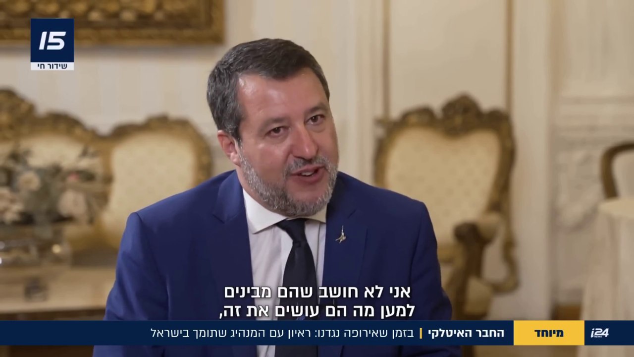 Salvini alla tv israeliana: «Il vostro Paese ha diritto di difendersi»