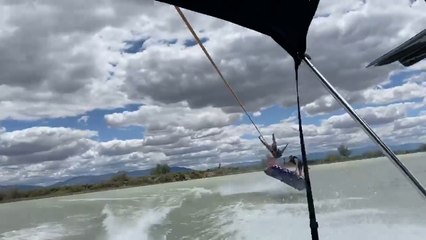 Man Flies Off Tube After Hitting Wave While Tubing