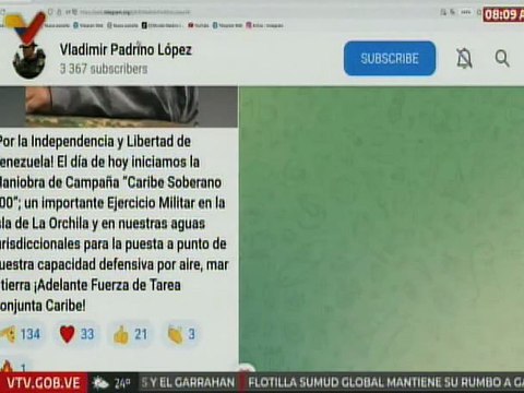 Vpdte. Sec. Padrino López: Por la independencia de Venezuela inicia la Maniobra Caribe Soberano 200