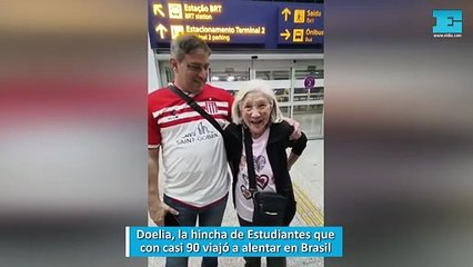 Doelia, la hincha de Estudiantes que con casi 90 viajó a alentar en Brasil