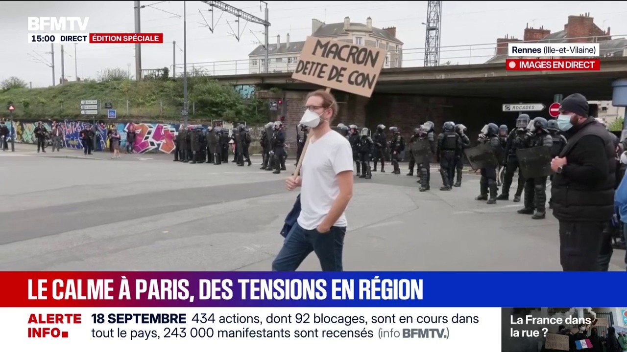 18 septembre: Suite aux heurts entre les forces de l'ordre et les manifestants à Rennes, la gare est fermée par mesure de précaution