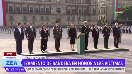 Izamiento de bandera en memoria de las víctimas de los sismos del 19 de septiembre