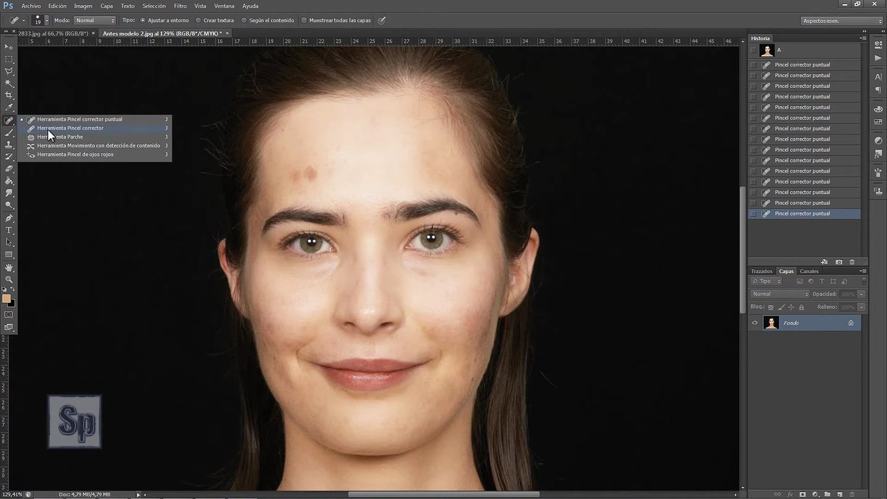 Photoshop - 1/2 Quitar granos, manchas. Retocar y mejorar la cara. Tutorial en español HD