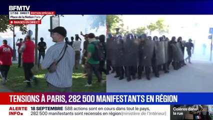 18 septembre: quelques incidents entre manifestants et forces de l'ordre sur la place de la Nation