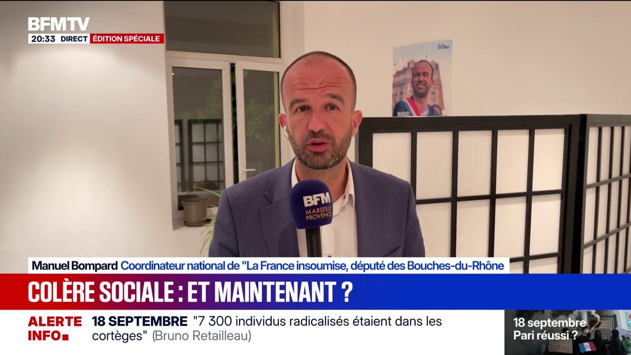 18 septembre: "Sans mobilisation populaire, il n'y aura pas de changement politique", affirme Manuel Bompard, coordinateur national de LFI