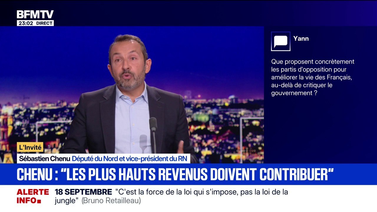 Économie: "Il faut demander à ceux qui ont beaucoup de contribuer un peu plus", affirme Sébastien Chenu, vice-président du RN