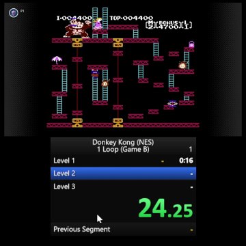 Donkey Kong NES Game B Speedrun in 1:18