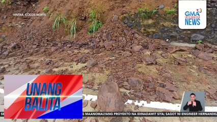 Mga gumuhong bato at lupa, humambalang sa kalsada; mga mangingisda, pinagbawalang pumalaot dahil sa masamang panahon | Unang Balita