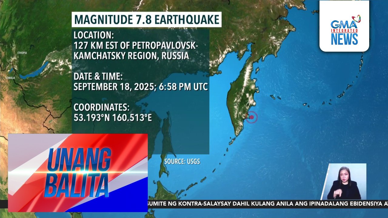 USGS – Magnitude 7.8 na lindol, yumanig sa Russia | Unang Balita