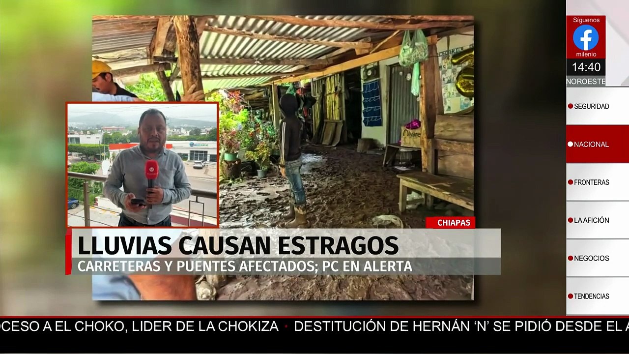 Lluvias intensas dejan inundaciones, desbordamientos y deslaves en Chiapas