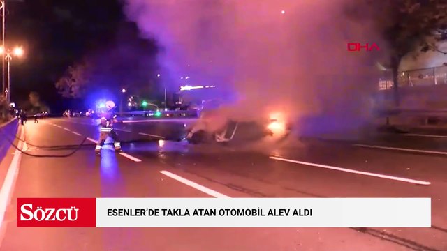 Esenler'de takla atan otomobil alev aldı: 5 yaralı