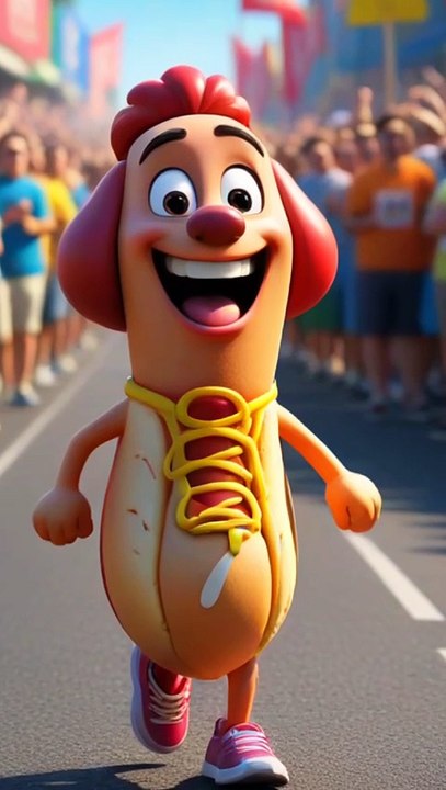 Harry the Hotdog’s Funny Race 🌭🏃‍♂️🏆🎉😄 #viral #cartoon #shortsviral #ai #facts #shortvideos #disney
