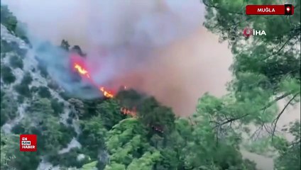 Muğla’daki yangınlara havadan müdahale başladı