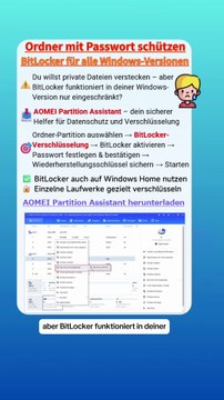 🔒 Ordner mit Passwort schützen – BitLocker nutzen für alle Windows-Versionen