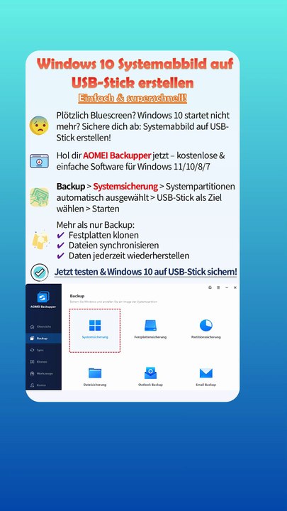🔒 Windows 10 auf USB-Stick sichern – einfache Lösung bei Bluescreen! 💻