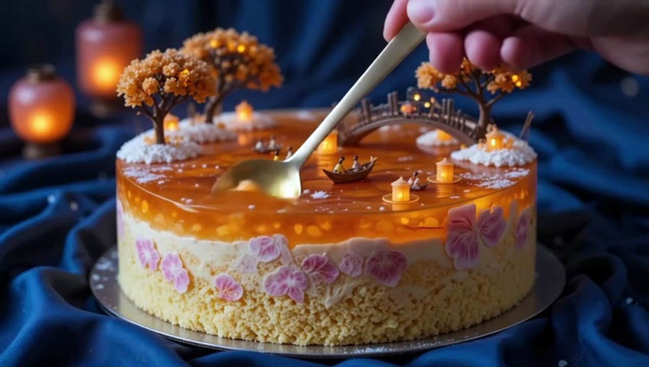 ASMR｜Satisfying Miniature Jelly Cakes & Tiny Worlds｜Relaxing Eating Sounds🍮✨ #asmr #aiasmr