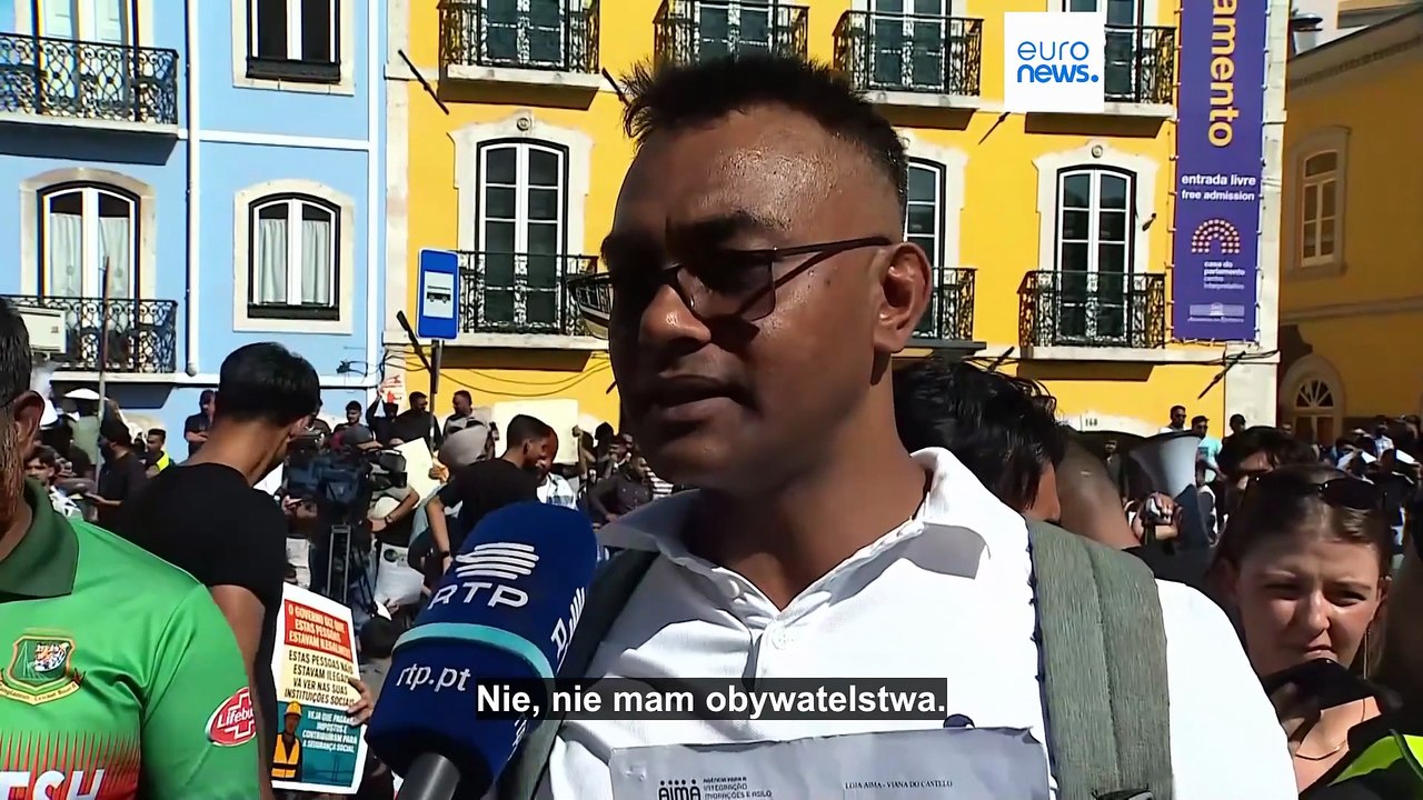 Imigranci protestują przed parlamentem Portugalii, domagając się poszanowania praw człowieka