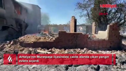 Antalya'da çalılık alanda çıkan yangın evlere sıçradı