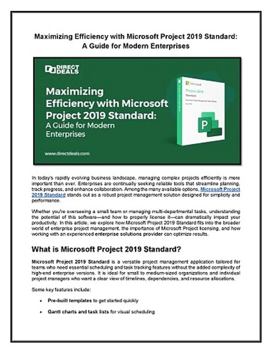 Maximizing Efficiency with Microsoft Project 2019 Standard: A Guide for Modern Enterprises