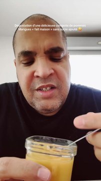 Dégustation d’une délicieuse compote de pommes Mangues « fait maison » sans sucre ajouté 🤪 #degustation #humour #doublage #dessert #voixoff