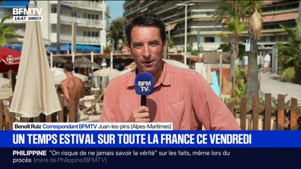 A Juan-les-Pins, les vacanciers profitent d'une météo estivale