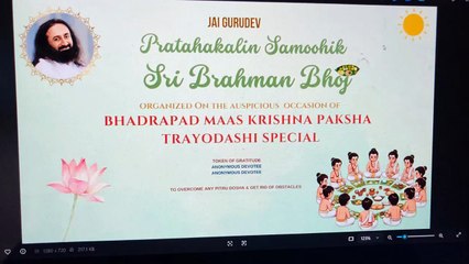 Bhraman Bhoj was conducted by Art of living ashram, gujarat for  Ancestors on the occasion of pitru paksha