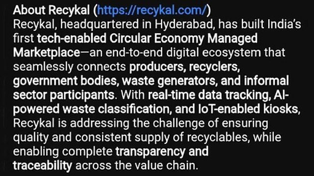 Hyderabad-based cleantech startup that is pioneering India’s first Circular Economy Managed Marketplace