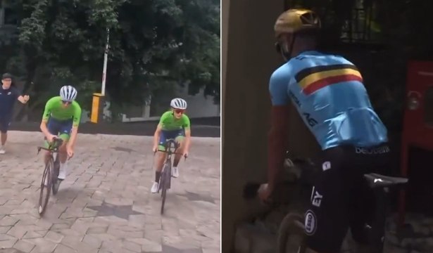 Cyclisme - Championnats du monde UCI Kigali 2025 - Tadej Pogacar et Remco Evenepoel à Kigali, en reconnaissance du parcours du contre-la-montre