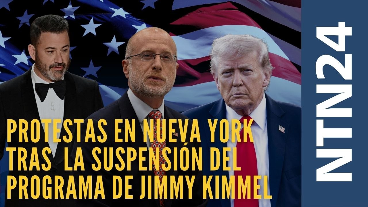 Protestas en Nueva York tras polémicas declaraciones de Donald Trump sobre la suspensión del programa de Jimmy Kimmel