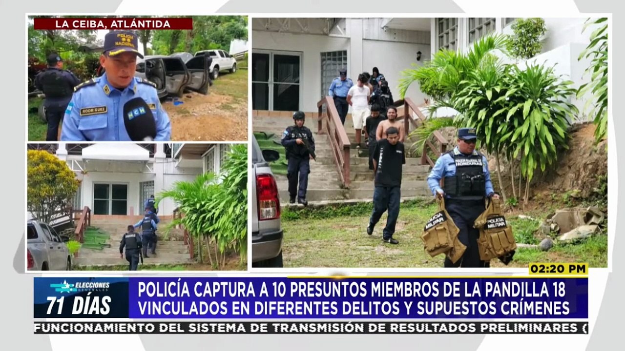 Capturan a diez supuestos miembros de la Pandilla 18 en La Ceiba, Atlántida