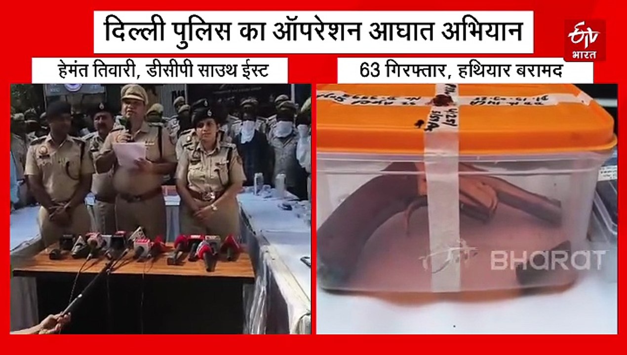 दिल्ली पुलिस का "ऑपरेशन आघात", 24 घंटे में 63 आ...