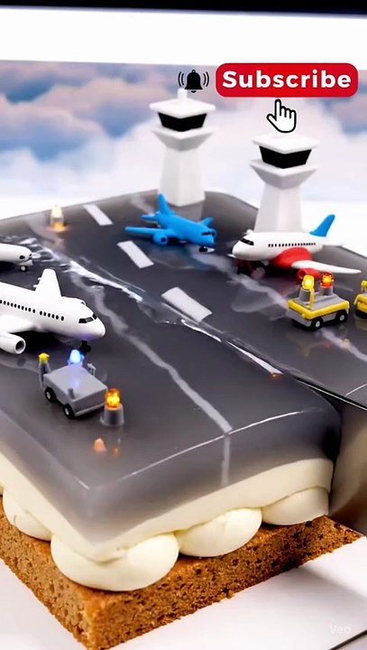 Tiny Airport Runway in a Jelly Cake ✈️🛫
