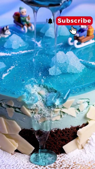 Tiny Explorers on a Glacier Jelly Cake ❄️🐾