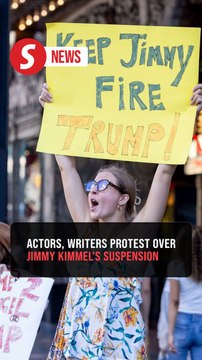 Writers, actors rally in New York to defend free speech after Disney suspends Jimmy Kimmel