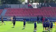 Buen ambiente en el Atlético antes de visitar al Mallorca
