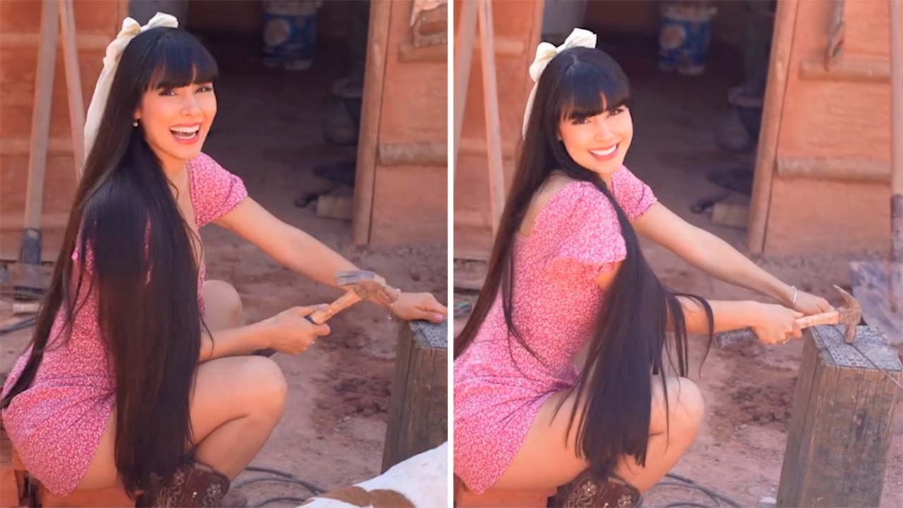 Juliana Bonde surge em vídeo na obra de sua cas...