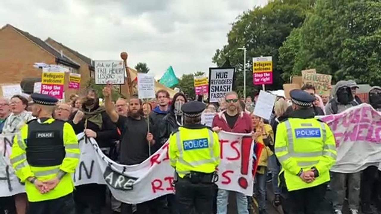 Protestors face one another in Canterbury over immigration