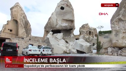 Nevşehir Kapadokya’da peribacasının bir kısmı yıkıldı
