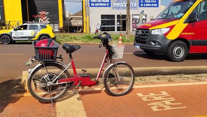 Acidente entre carro e bicicleta na PR-486 deixa idoso ferido em Cascavel