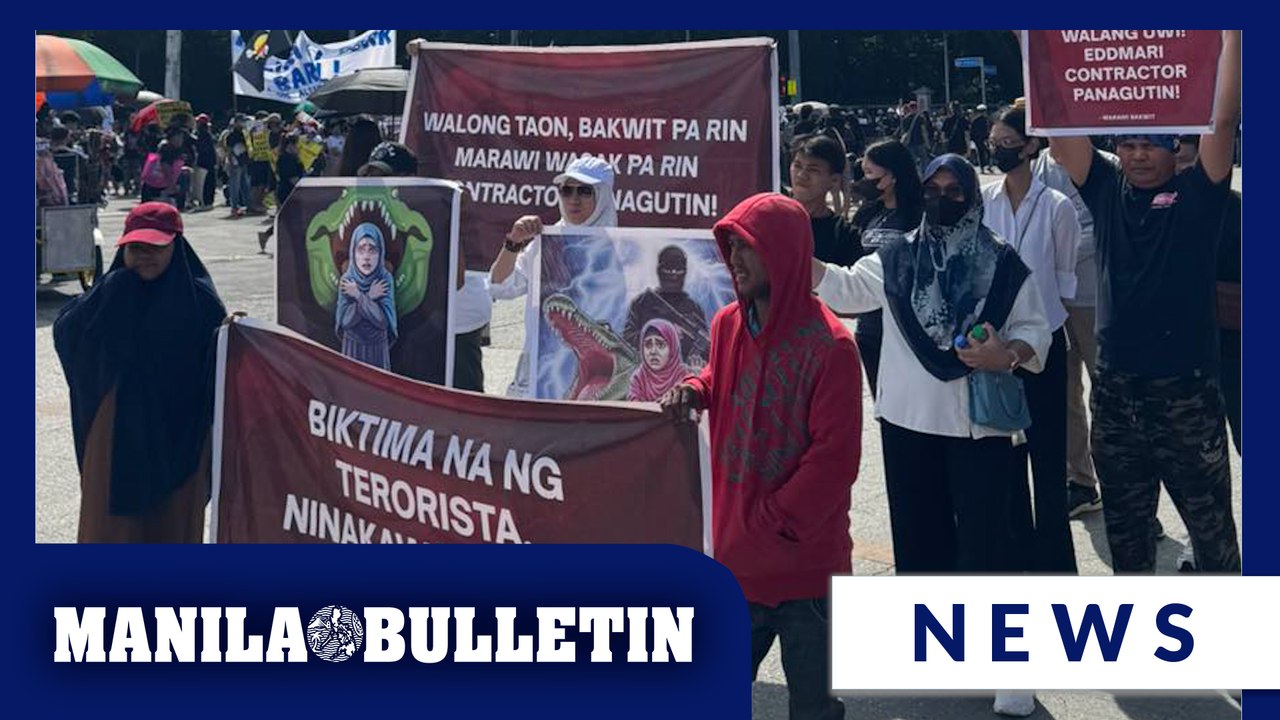 Group representing displaced persons of Marawi attends anti-corruption rally in Quezon City