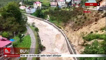 Rize ve Artvin’de selin izleri siliniyor