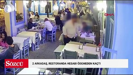 2 arkadaş, restoranda hesabı ödemeden kaçtı; o anlar kamerada