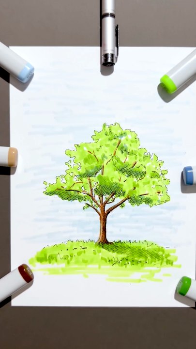 Comment dessiner un arbre avec des marqueurs #dessin #art #drawing