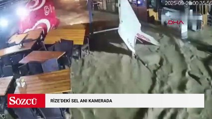Rize'deki sel anı kamerada