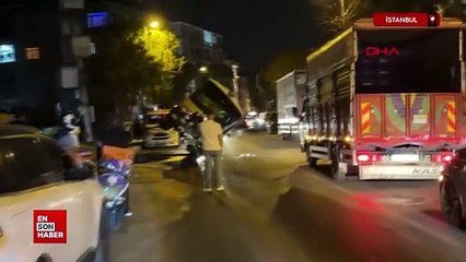 Avcılar'da çekiciden düşen minibüs yolda devrildi