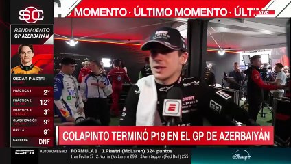 Franco Colapinto y su difícil carrera en Bakú: "Me complicó la vida"