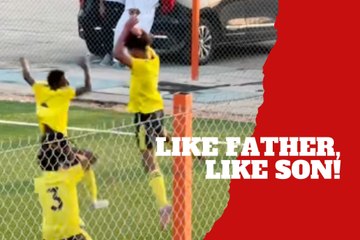 Cristiano Jr scores free kick and copies his dad’s celebration