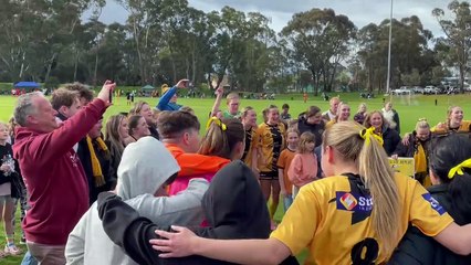 Strathfieldsaye Colts United celebrates 2025 BASL Super Cup women's win.